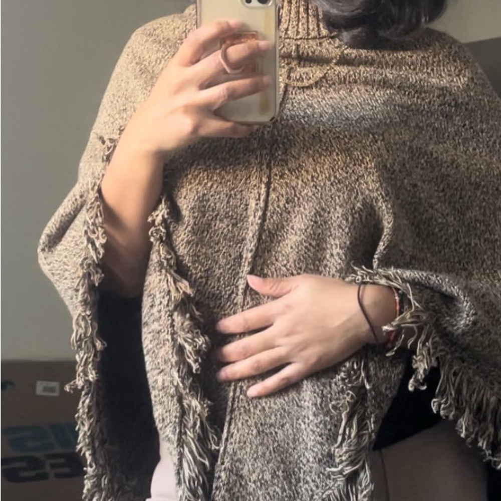 Cozy Tan Fringed Women's Sweater